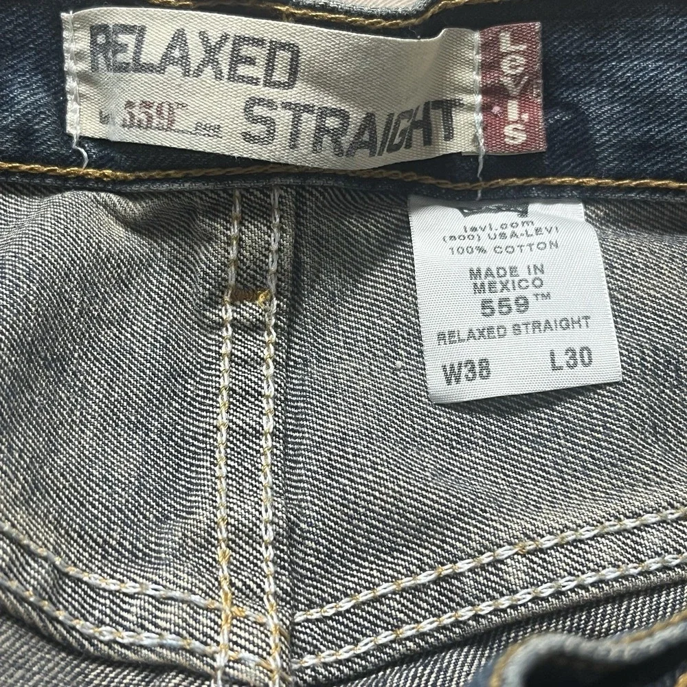 Levis 559 Jeans Mens 38x30 Blue Relaxed Straight Baggy Fit Dark Denim‎ Y2K